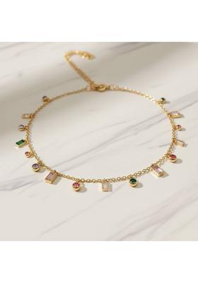 Colorful Gemstone Dangle Choker Necklace Crystal Gold-plated Plated Crystal, Alloy Choker