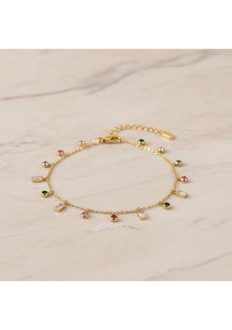 Colorful Gemstone Dangle Choker Necklace Crystal Gold-plated Plated Crystal, Alloy Choker - Indya