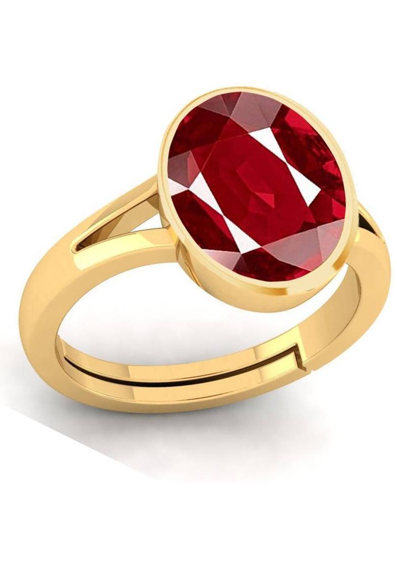9.25 Ratti Created Ruby Manik Gemstone Adjustable Ring for Men