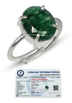 Certified Natural Green Aventurine Gemstone Adjustable Ring for Unisex Crystal, Stone Ring