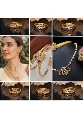 Brass Diamond Gold-plated Bangle  (Pack of 9)