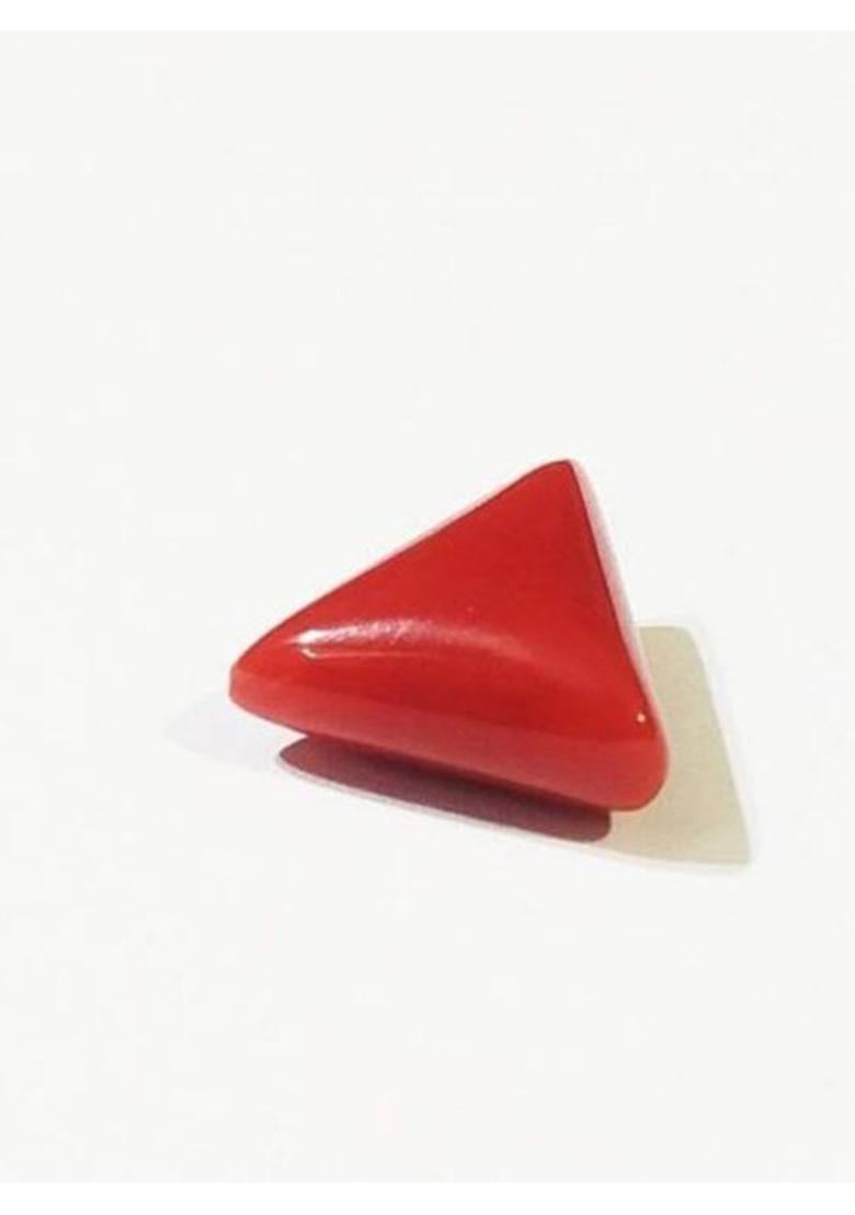 11.25 Ratti Natural Moonga Gemstone A1 Quality With Lab Certified Stone, Brass Agate Brass Plated Ring - Indya