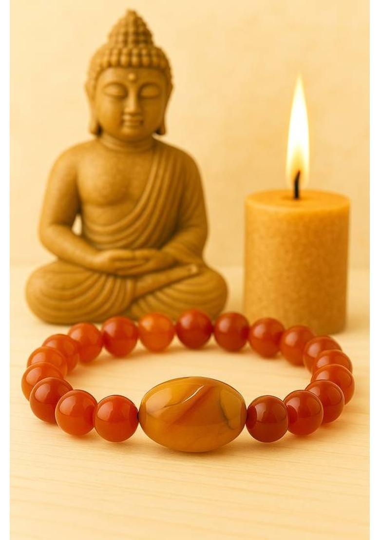 Crystal, Red Beads, Agate, Crystal, Jade, Quartz Bracelet - Indya