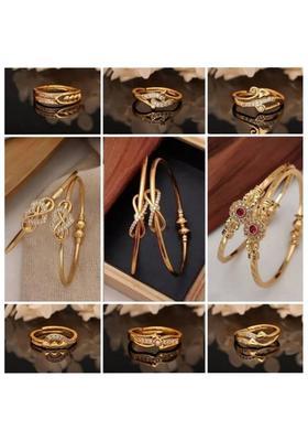 Brass Diamond Gold-plated Bangle  (Pack of 9)