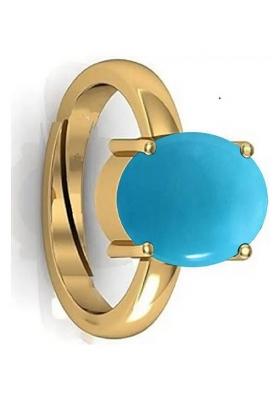 14.25 Ratti Firoja Turquise Gemstone With Lab Ceertificate Stone Turquoise Rhodium Plated Ring