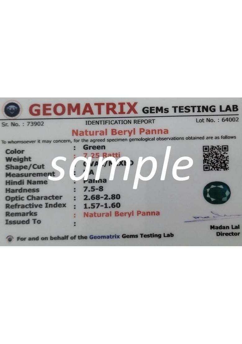 barmunda gems 7.25 Ratti Natural Emerald Original Certified for Men and Women Emerald Stone - Indya