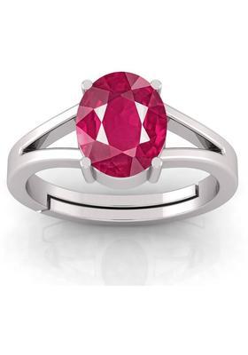 7.25 Ratti 6.60 Carat Natural Ruby Adjustable Ring With Lab Certificate Metal Ruby Silver Plated Ring