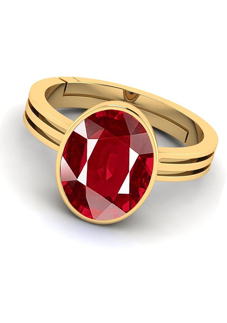 8.25 Ratti Created Ruby Manik Gemstone Adjustable Ring for Men