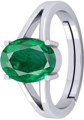 8.25 Ratti Green Emerald Panna Ring Panchdhatu With Lab Certified Adjustable Stone, Brass Emerald Ring