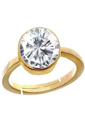 5.25 Ratti 4.75 Carat American Diamond/Zircon Certified Natural Gemstone Brass Zircon Gold Plated Ring