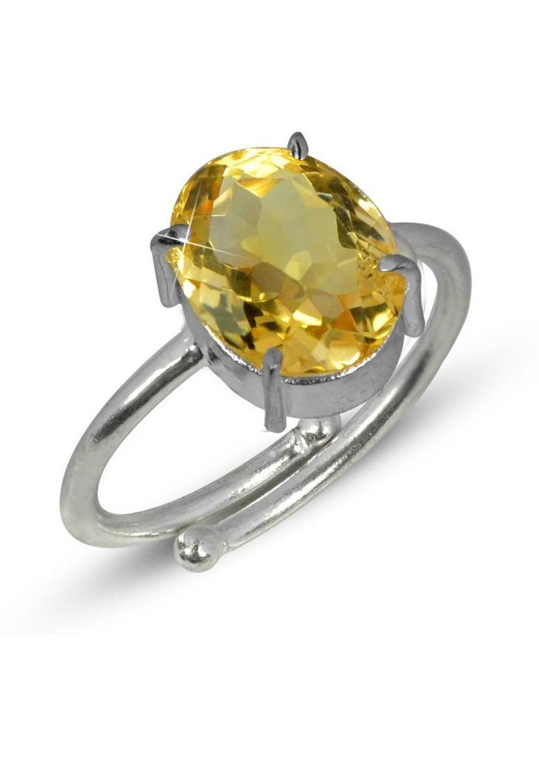 Certified Natural Citrine Adjustable Gemstone Ring for Unisex Stone, Crystal Citrine, Crystal Ring - Indya