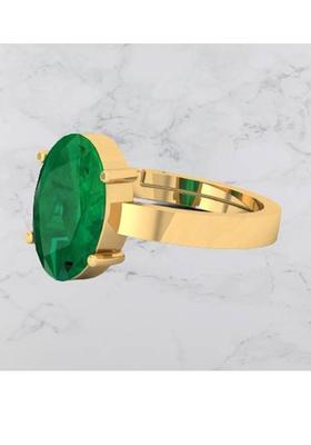 12.25 Ratti Green Emerald Panna Ring Panchdhatu With Lab Certified Adjustable Stone, Brass Emerald Ring