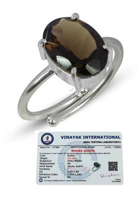 Certified Natural Smoky Gemstone Adjustable Ring for Unisex Stone Quartz, Crystal Ring
