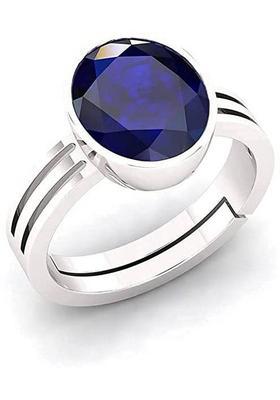 8.25 Ratti 7.00 Carat Natural Blue Sapphire Neelam Silver Plated Brass Sapphire Silver Plated Ring
