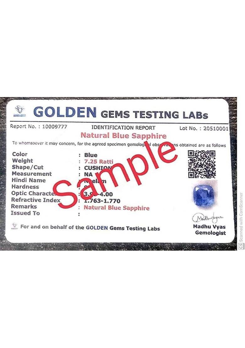 8.25 Ratti 7.00 Carat Natural Blue Sapphire Neelam Silver Plated Brass Sapphire Silver Plated Ring - Indya