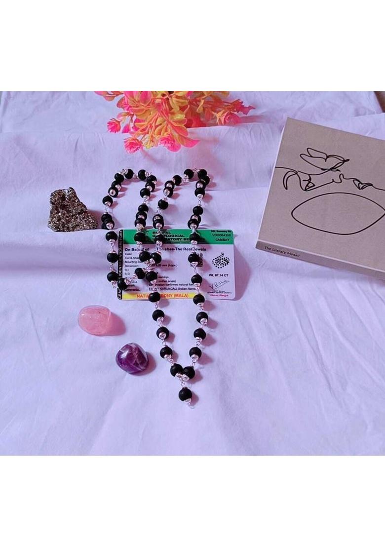 925 Silver Karungali Mala Beads Wood Chain - Indya