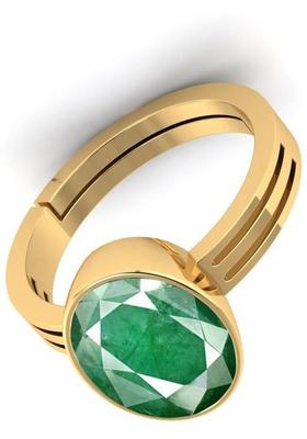 6.25 Ratti Created Emerald Panna Ring Panchdhatu Certified with lab Adjustable Stone, Brass Emerald Ring