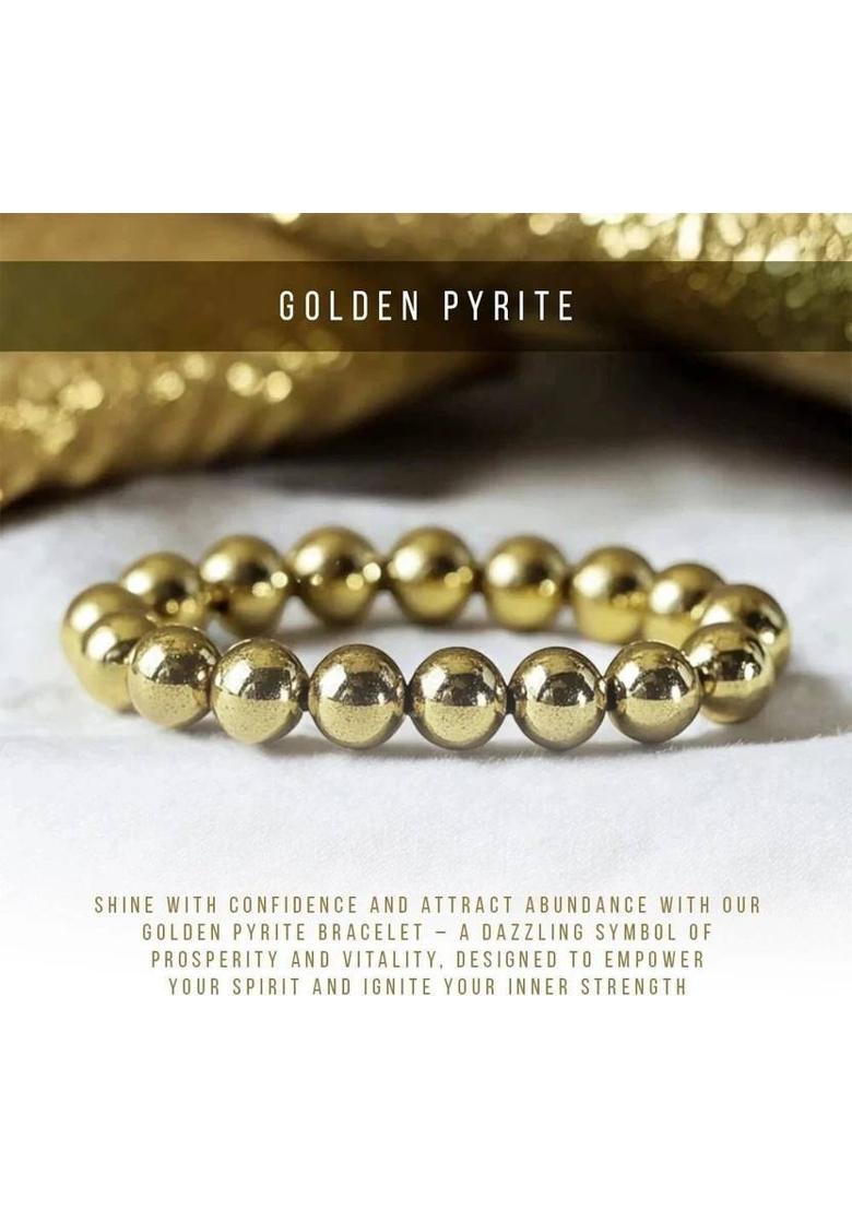 Golden Pyrite Beads, Crystal Bracelet - Indya