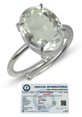 Certified Natural Clear Quartz Gemstone Adjustable Ring for Unisex Crystal, Stone Quartz Ring