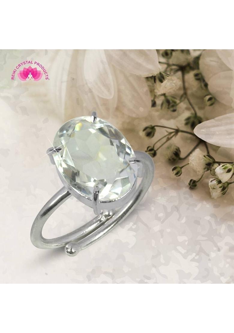 Certified Natural Clear Quartz Gemstone Adjustable Ring for Unisex Crystal, Stone Quartz Ring - Indya