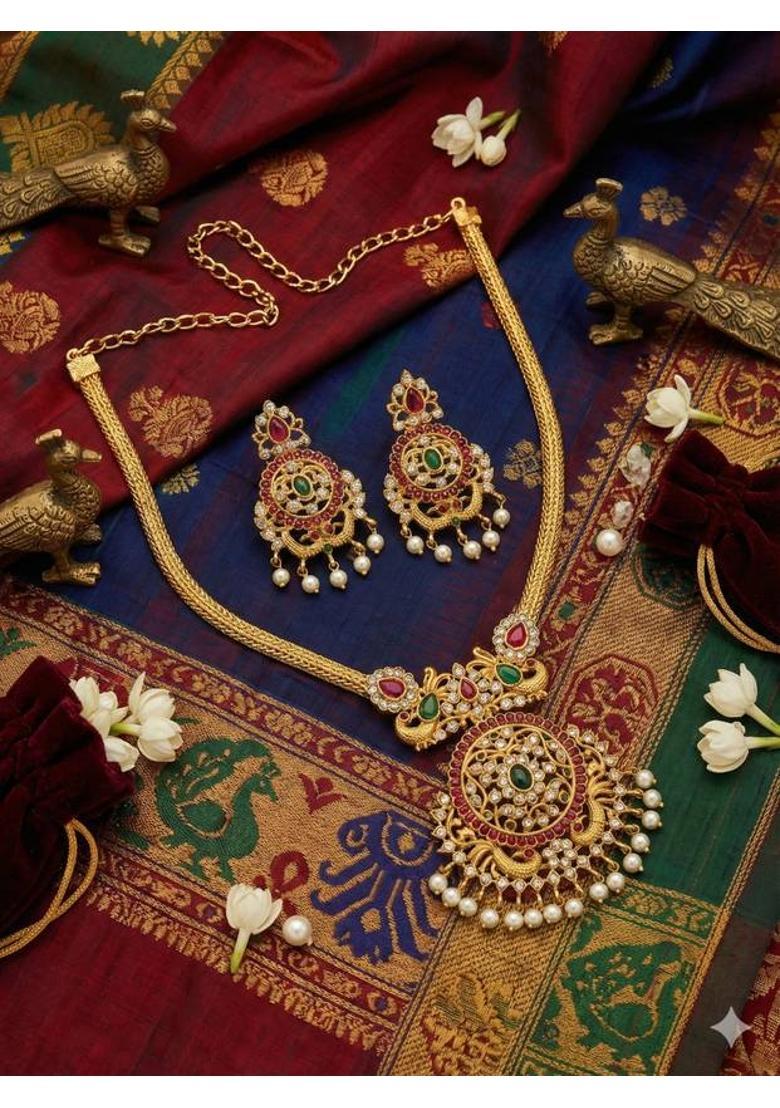 Brass Gold-plated Gold Jewel Set  (Pack of 1) - Indya