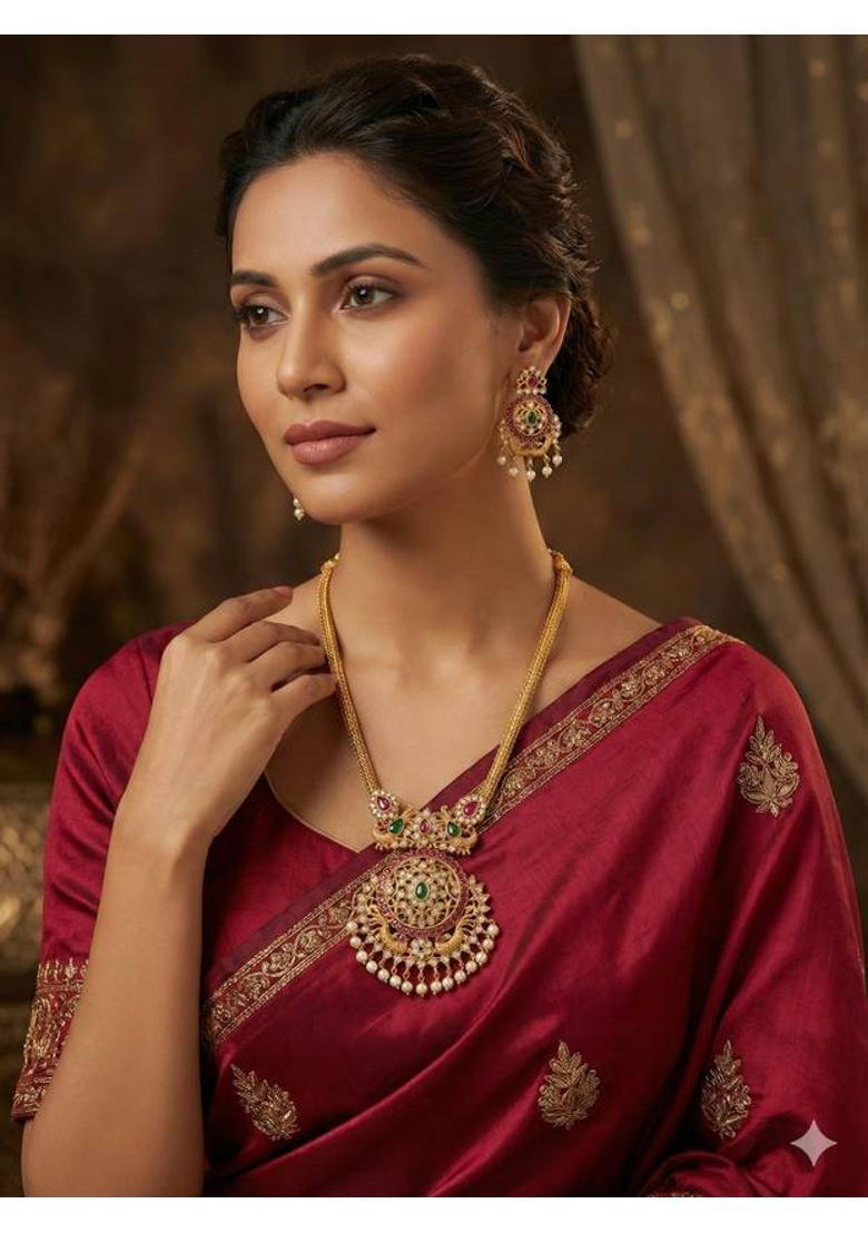 Brass Gold-plated Gold Jewel Set  (Pack of 1) - Indya