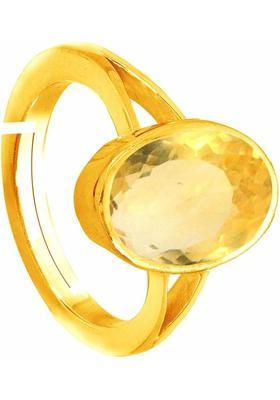 5.25 Carat Certified Unheated Untreatet A+ Quality Natural Original Gold Platted Yellow Sapphire Pukhraj Gemstone Adjustable Ring Metal Sapphire Gold Plated Ring