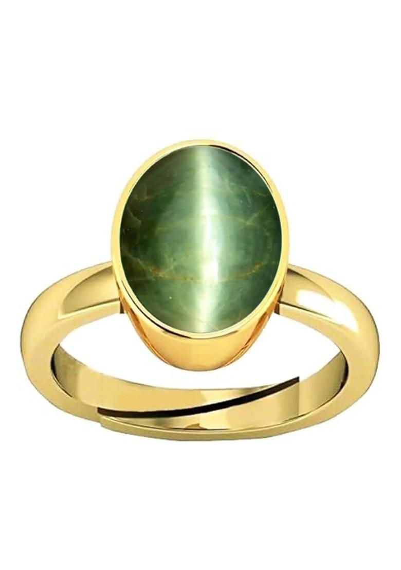 14.25 Ratti Natural Lehsuniya Cats Eye Gemstone Brass Cat