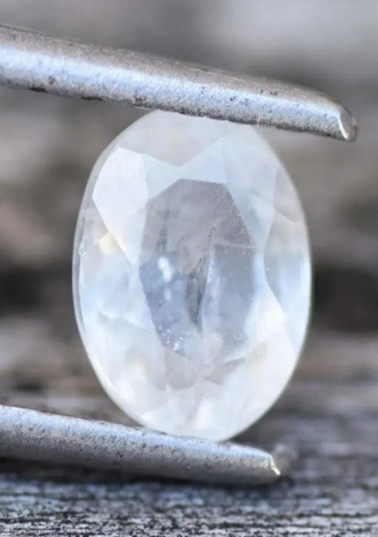 4.00 Ratti Natural White Sapphire Gemstone for Men and Women Lab Certified Stone Sapphire Ring - Indya