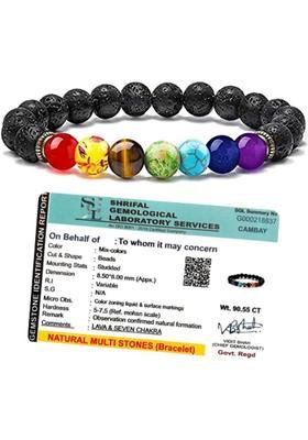 Crystal, Lava, 7 Chakra Beads Bracelet