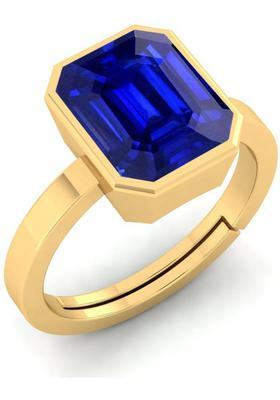 5.25 Ratti Neelam Blue Sapphire Gemstone Ring With Lab Certified Stone Sapphire Brass Plated Ring