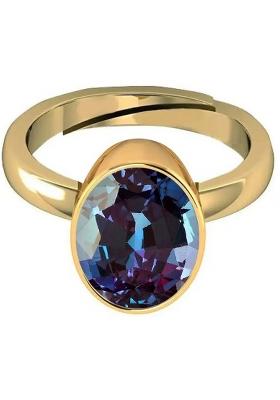 9.25 Ratti Alexandrite Gemstone Ring Brass Alexandrite Rhodium Plated Ring