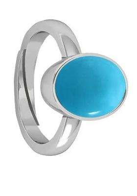 12.25 Ratti Firoja Turquise Gemstone With Lab Ceertificate Stone Turquoise Rhodium Plated Ring