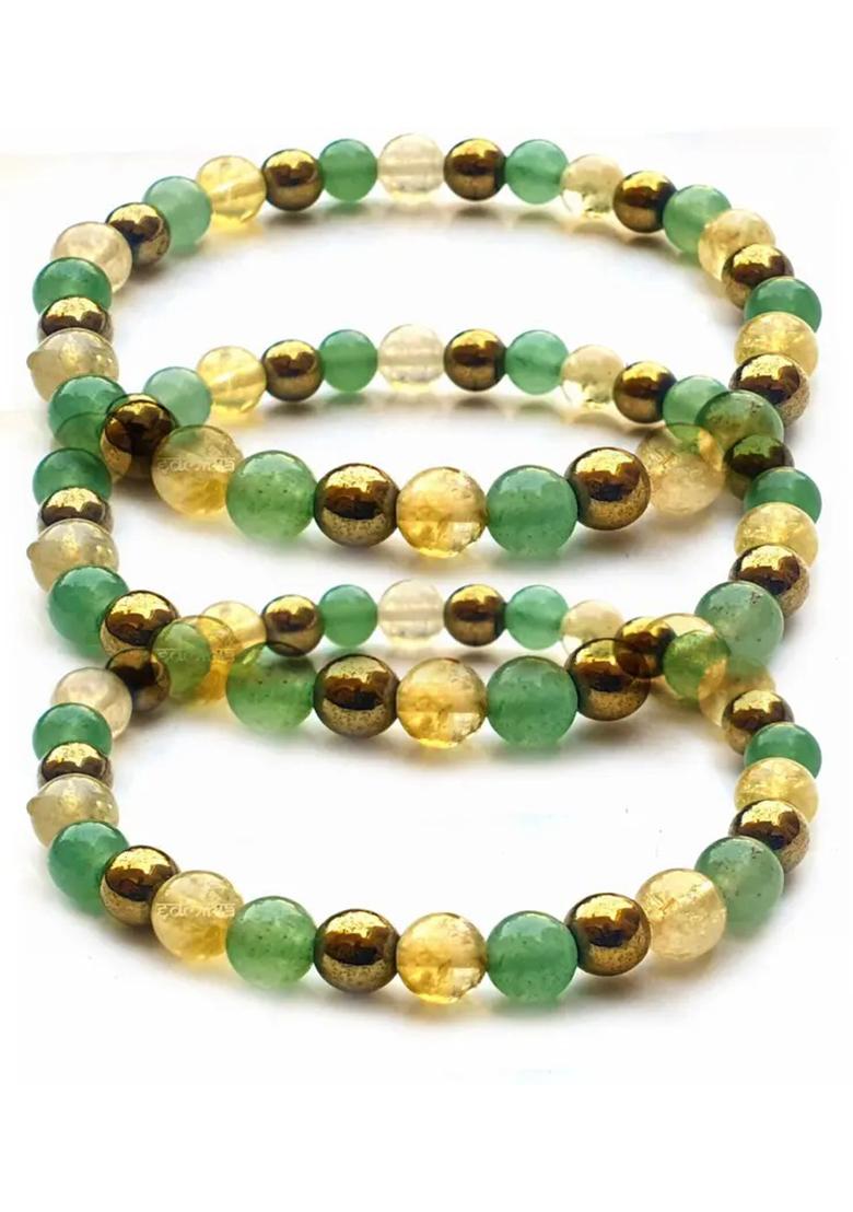 Stone, Crystal Beads Bracelet  (Pack of 3) - Indya