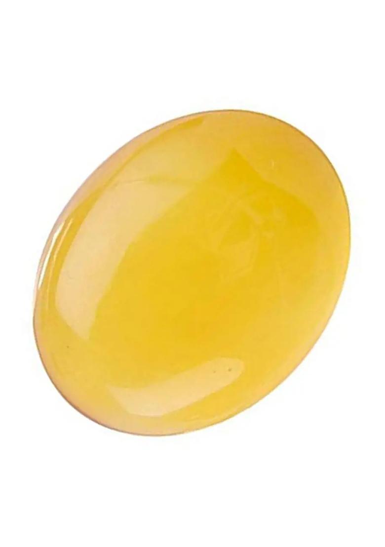 MARATNA 5.25 Ratti Natural Yellow Hakik Gemstone Certified Stone for Men and Women Agate Stone - Indya