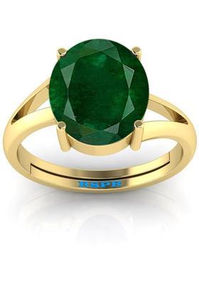 7.25 Ratti Natural Panna Emerald Gemstone Stone Ring With Lab Certificate Brass Emerald Ring