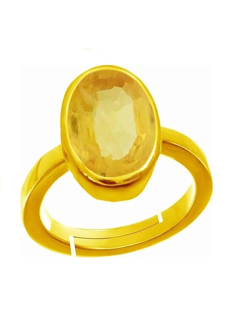 7.25 Ratti A+ Quality Yellow Sapphire Pukhraj Panchdhatu Ring Stone Sapphire Ring - Indya