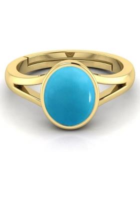 14.25 Ratti Firoja Turquise Gemstone With Lab Ceertificate Stone Turquoise Rhodium Plated Ring
