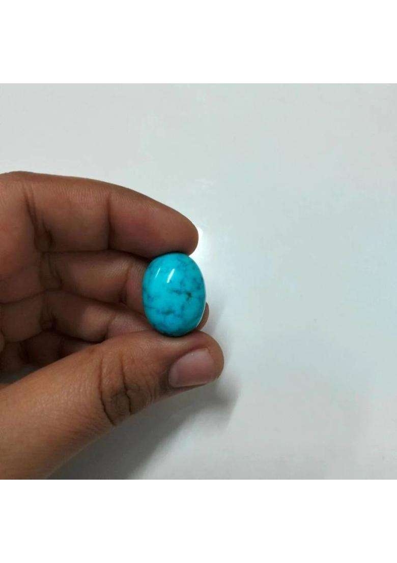 Natural Line Turquoise Firoza 10.25 Ratti 9.32 Carat Oval Shape 1 Pcs For Men Stone Turquoise Ring - Indya