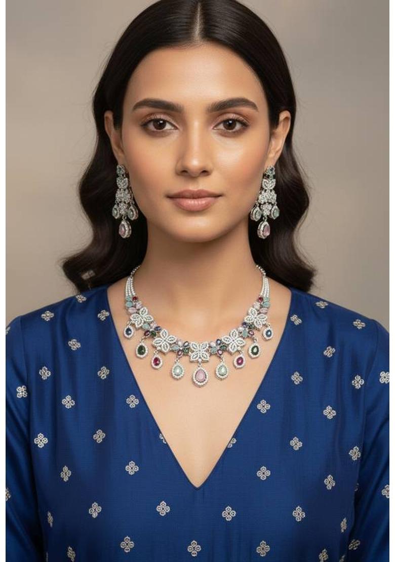 Alloy Multicolor Jewel Set  (Pack of 1) - Indya