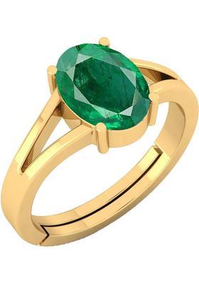 12.25 Ratti Green Emerald Panna Ring Panchdhatu With Lab Certified Adjustable Stone, Brass Emerald Ring