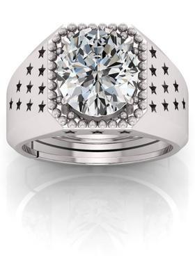 12.25 Ratti Zircon Gemstone Adjustable Ring Crystal Zircon Silver Plated Ring