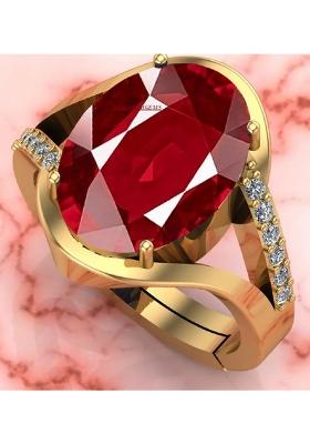 SIDHGEMS 6.25 Ratti 5.00 Carat Natural Ruby Stone Manik Ring Brass Ruby, Ruby Gold Plated Ring