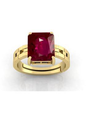 Natural Ruby stone ring for man and women 7.50 ratti A+ Brass Ruby Gold Plated Ring