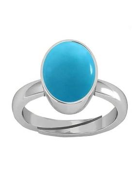 14.25 Ratti Firoja Turquise Gemstone With Lab Ceertificate Stone Turquoise Rhodium Plated Ring