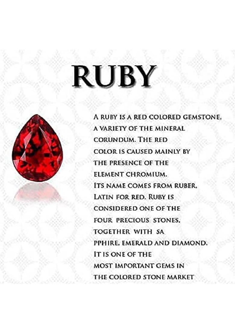 barmunda gems 8.25 Ratti Created Ruby Certified Gemstone Pendant for Men & Women Ruby Metal - Indya