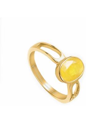 9.25 Carat Certified Unheated Untreatet A+ Quality Natural Original Gold Platted Yellow Sapphire Pukhraj Gemstone Adjustable Ring Metal Sapphire Gold Plated Ring