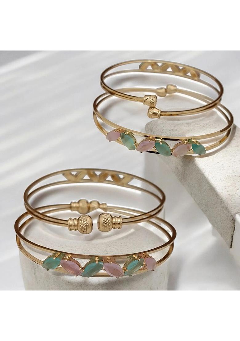 Brass Beads Brass Bangle Set  (Pack of 4) - Indya