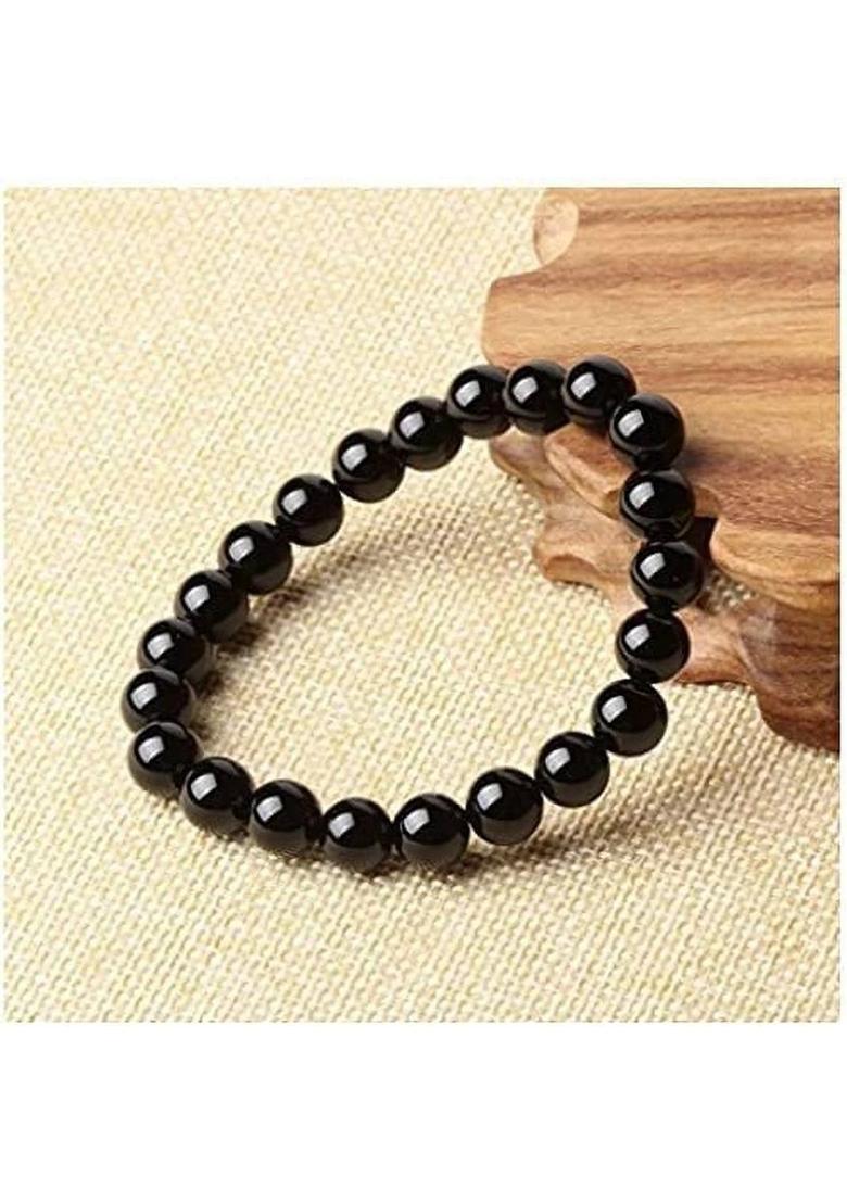 Crystal Pearl Black Silver Kada - Indya