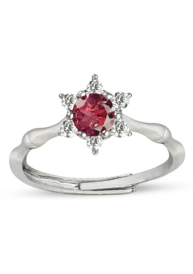 Certified Natural Ruby Gemstone Adjustable Ring for Girls & Women Crystal, Stone Ruby Ring - Indya